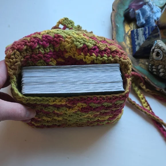 Fall Tarot Card Holder 3 Card Spread Layout Wrap- Handmade Crochet - Picture 4 of 10